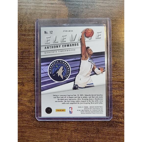 Anthony Edwards 2020-2021 Panini Mosaic #12 - Elevate Green Prizm - Rookie - Picture 3 of 5